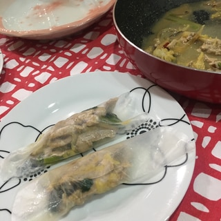 豚肉と野菜の味噌炒め生春巻き